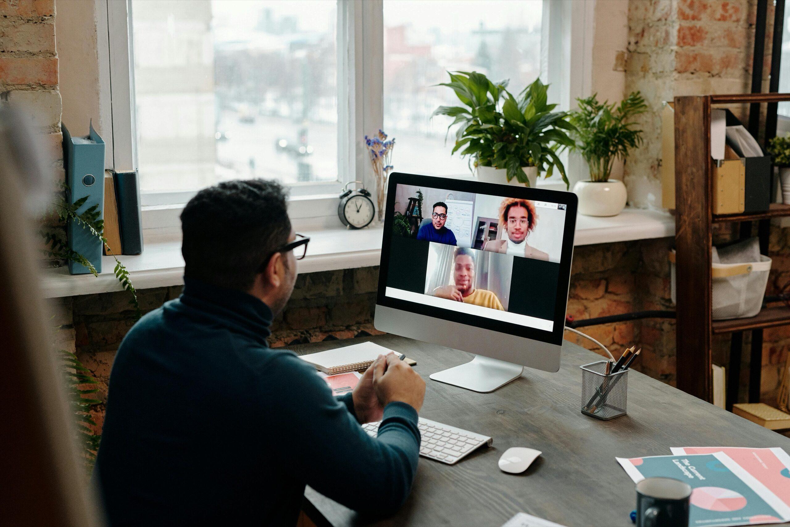 Team collaborating over a Microsoft Teams video call
